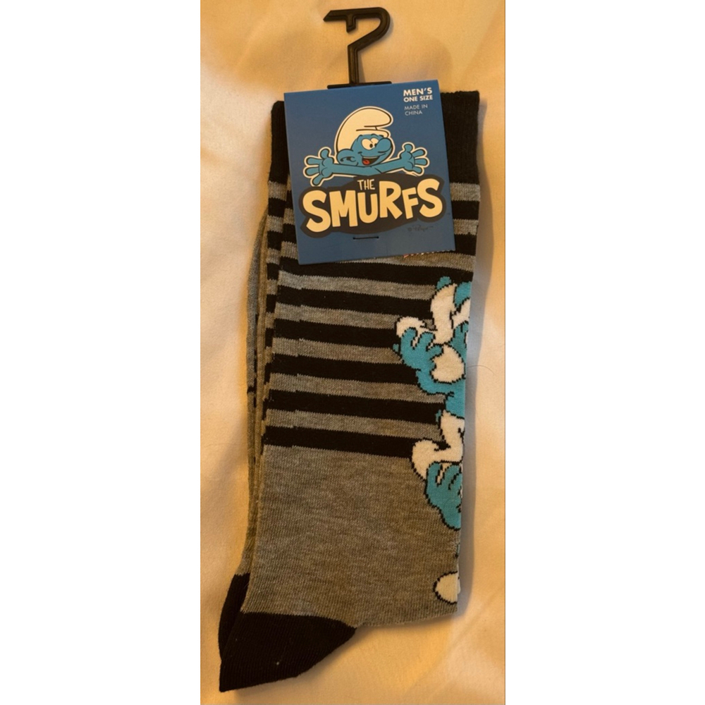 Men's The Smurfs Casual Socks One Size Gray Black
